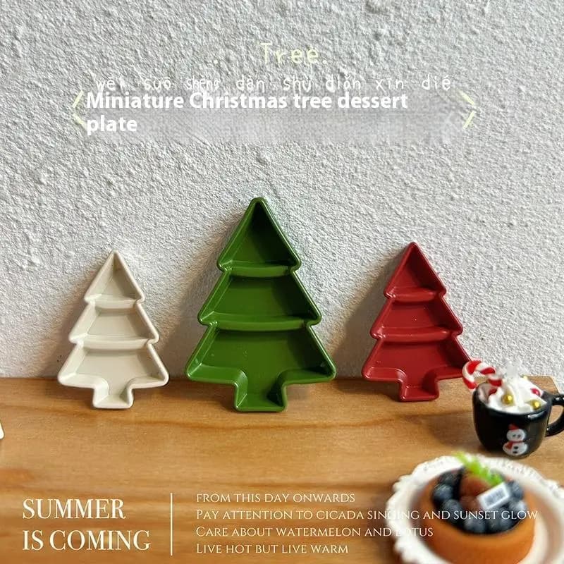 1 pz casa delle bambole in miniatura albero di Natale piatto di frutta mini piatto da pasto da dessert modello decorazione accessori fai da te giocattoli