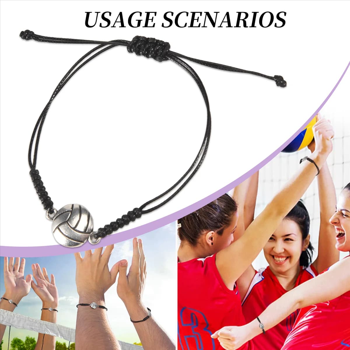A06K 24 Piece Volleyball Bracelet, Volleyball Pendant Bracelet, Braided Cord Bracelet with Volleyball Pendant Decoration