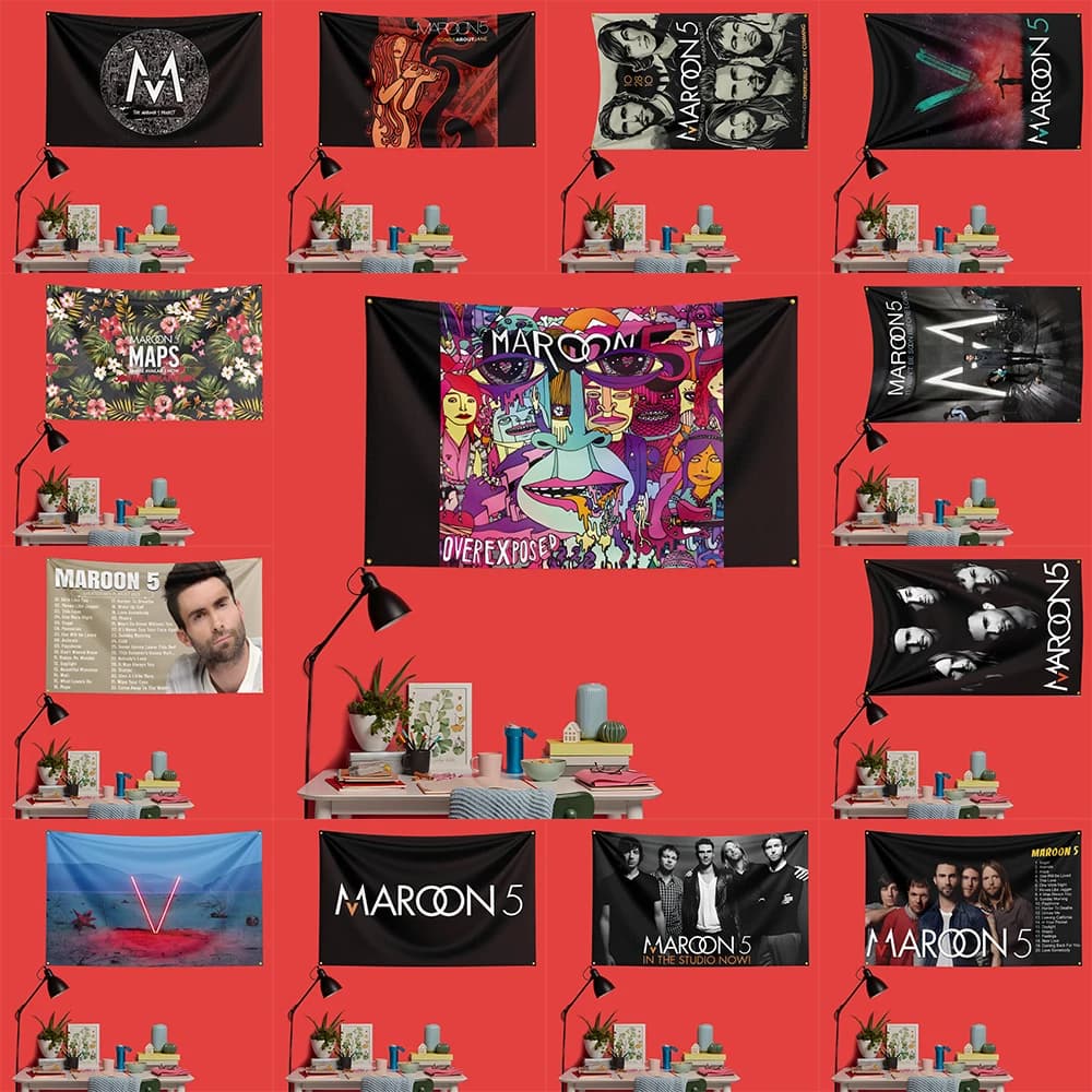 Maroon 5 Inspired Rock Music Flag 3x5 FT 90x150cm Polyester Decorative Banner Tapestry For Music Fans Bedroom Wall Decoration
