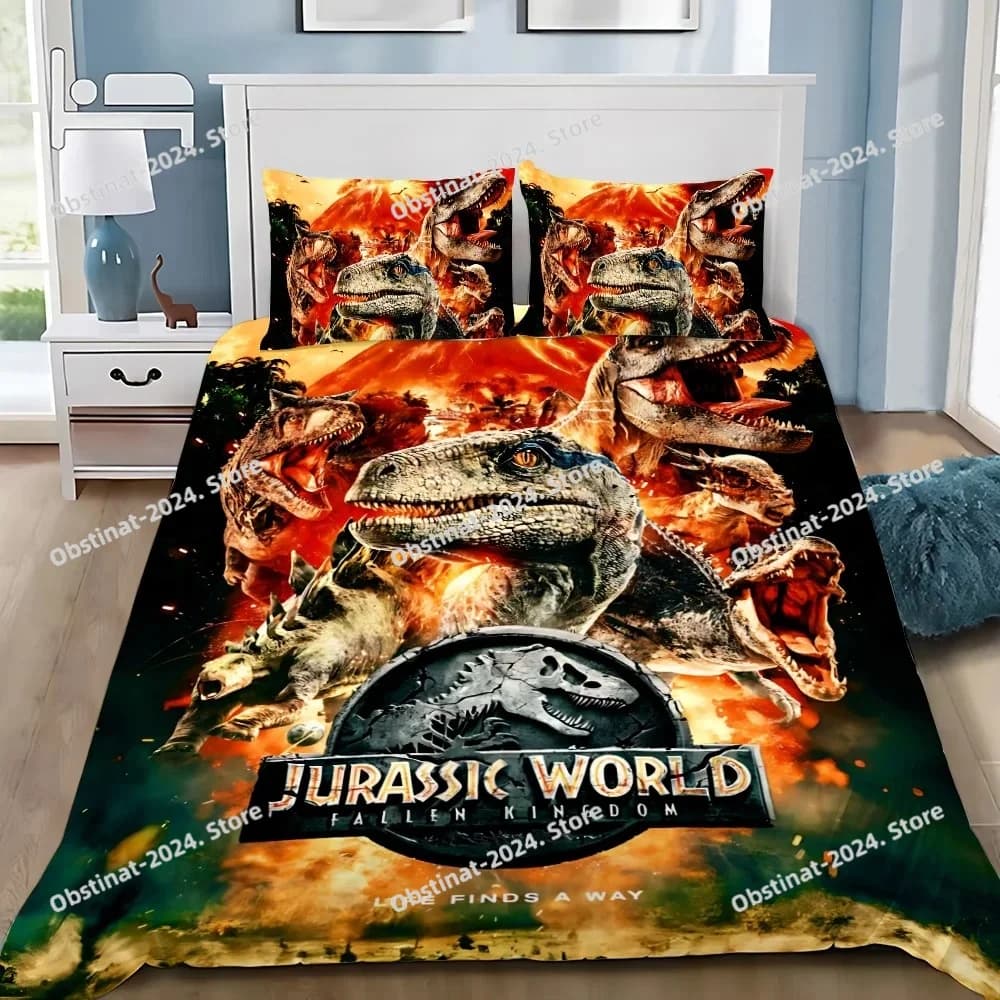 Jurassic Dinosaur Park World Copripiumino Federa Set di biancheria da letto Adulto Ragazzo Ragazza Decorazione camera da letto Regalo per bambini Singolo Doppio