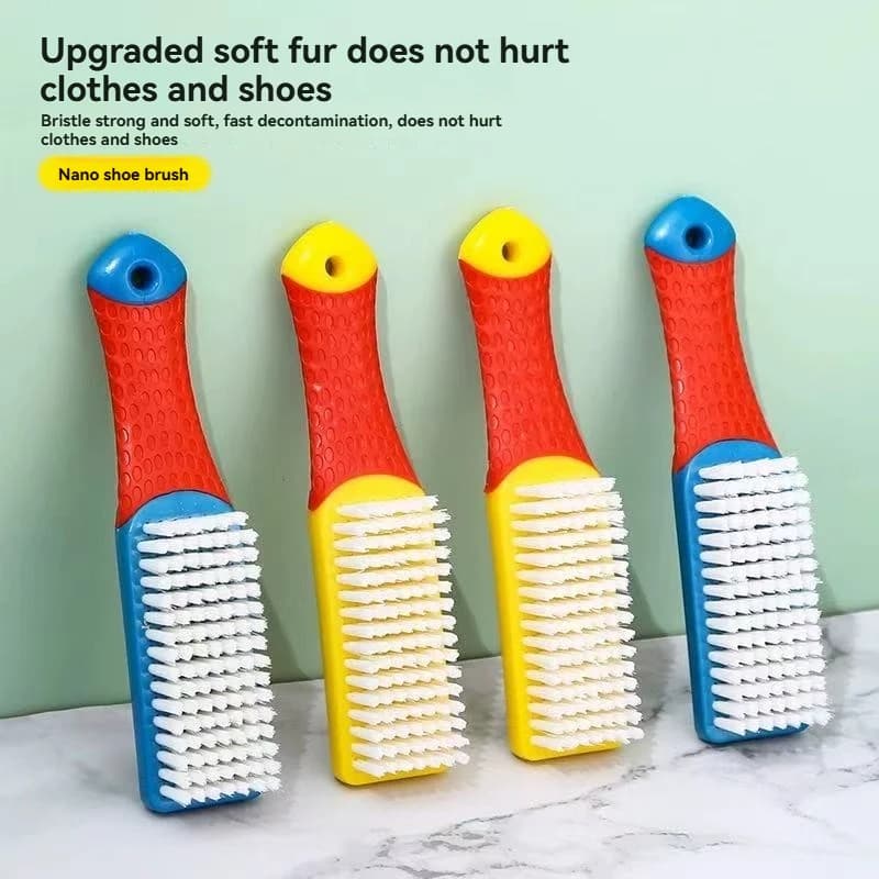 1 pz Spazzola per scarpe nano multifunzionale, pulizia delle scarpe antigraffio, lavaggio e decontaminazione senza angolo morto, manico in silicone bru