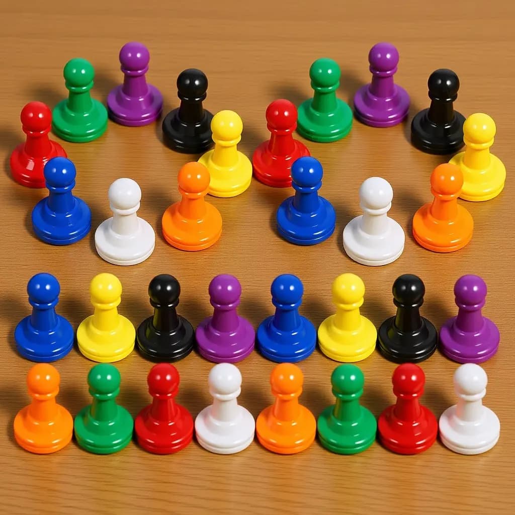 32Pcs Board Game Chess Pieces Plastic Multicolor Pawn Set Party Game Accessories Educational Cognitive Chess Plastic Piece