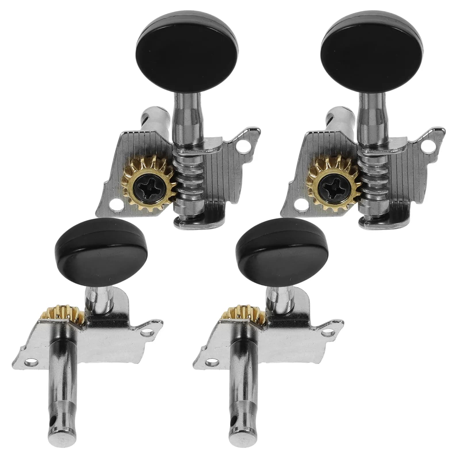 Set di 4 Meccaniche per Ukulele in Acciaio Resistente con Struttura in Plastica Solida per Funzionamento Fluido, Design Senza Segni per Ukulele e Chitarra