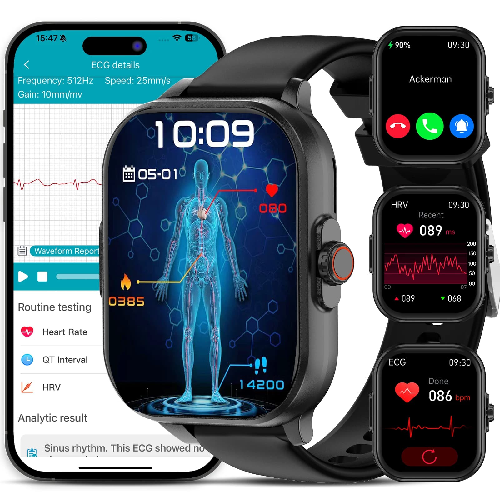 Nuovo Modello 2026 Smartwatch per Analisi di Acido Urico e Lipidi, ECG+PPG, Chiamate Bluetooth, Display 2.01 Pollici, Torcia, per Uomo e Donna