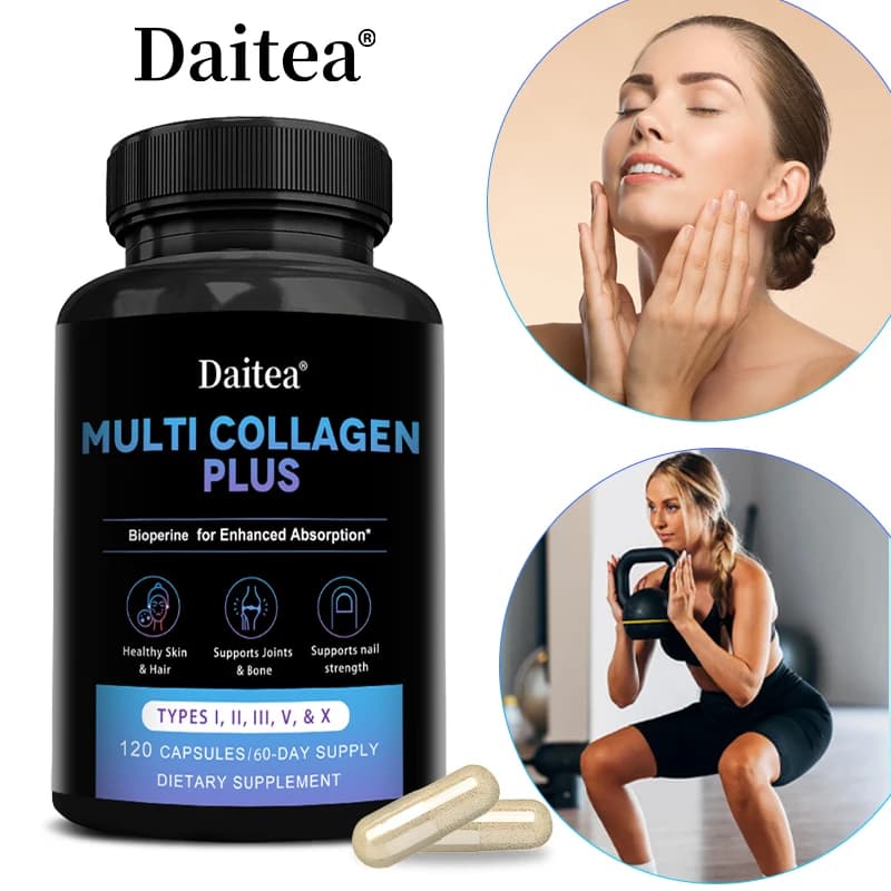 Complesso Multi Collagene - Collagene per Articolazioni, Capelli, Pelle, Unghie e Anti-Invecchiamento, Capsule di Collagene Tipi I, II, III, V e X