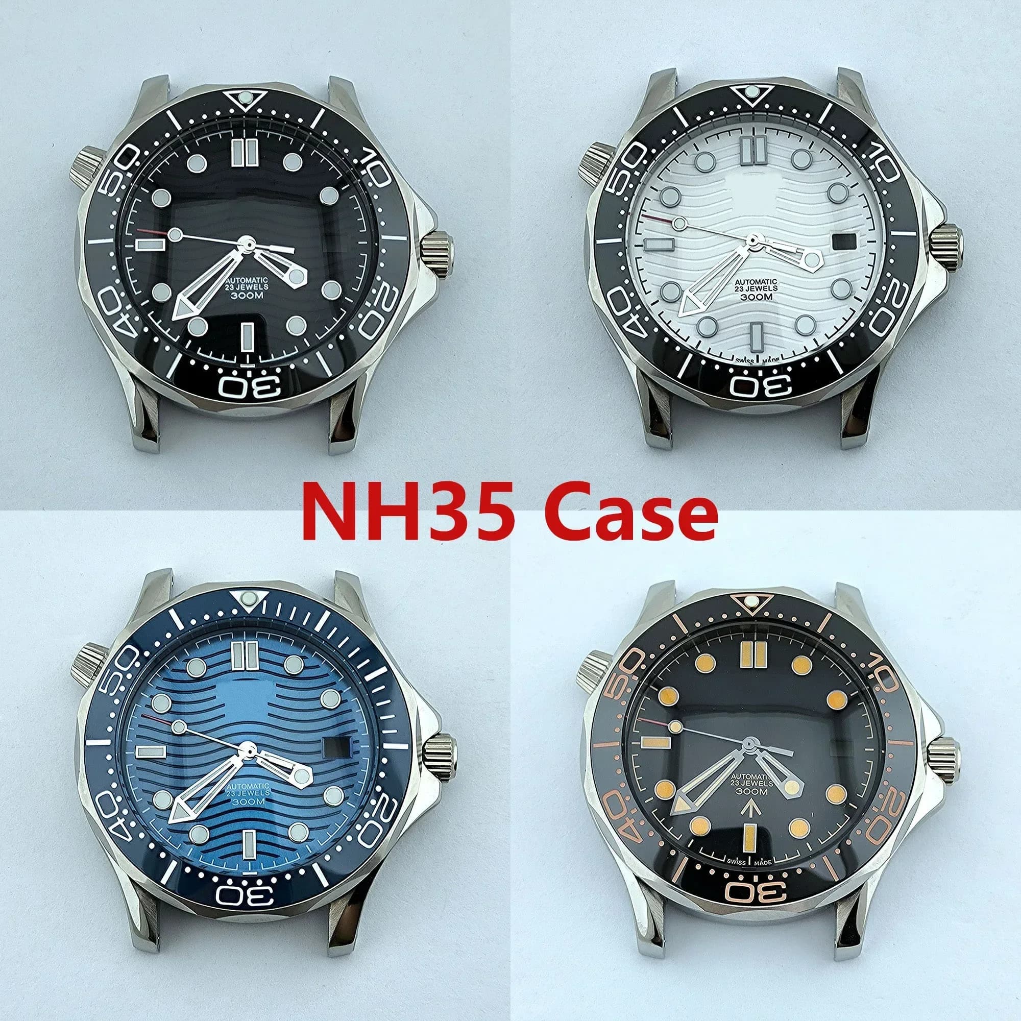 NH35 Stainless Steel Hands Stainless Steel Case Waterproof Watch Parts for Seamaster 300 NH35/NH36 Automatic Movement MOD Substitutions