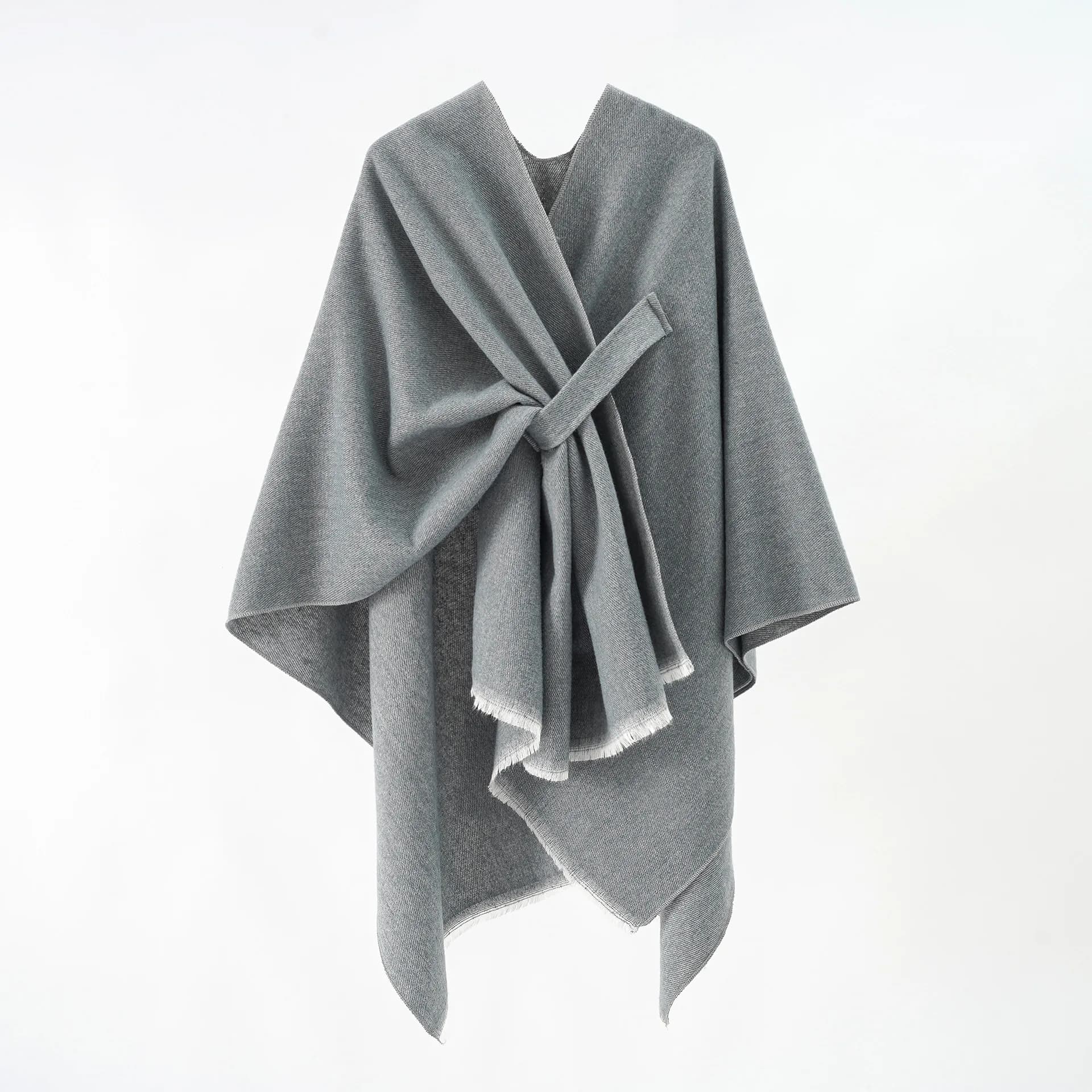 3 Style Winter Warm Striped Shawl Cape Criss-Cross Loose Poncho Overcoat Women Big Pendulum Faux Cashmere Out Street Wear Cloak