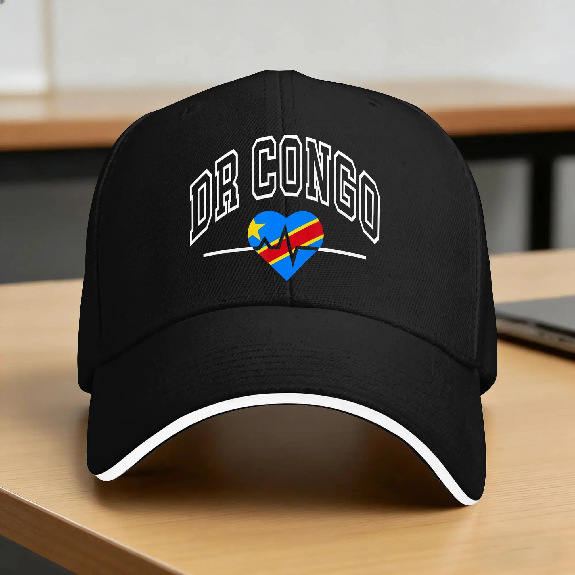 Dr Congo Flag Vintage Throwback Heartbeat Baseball Cap Unisex Design Trucker Hat Spring Classic Outdoor Gym Snapback Cap