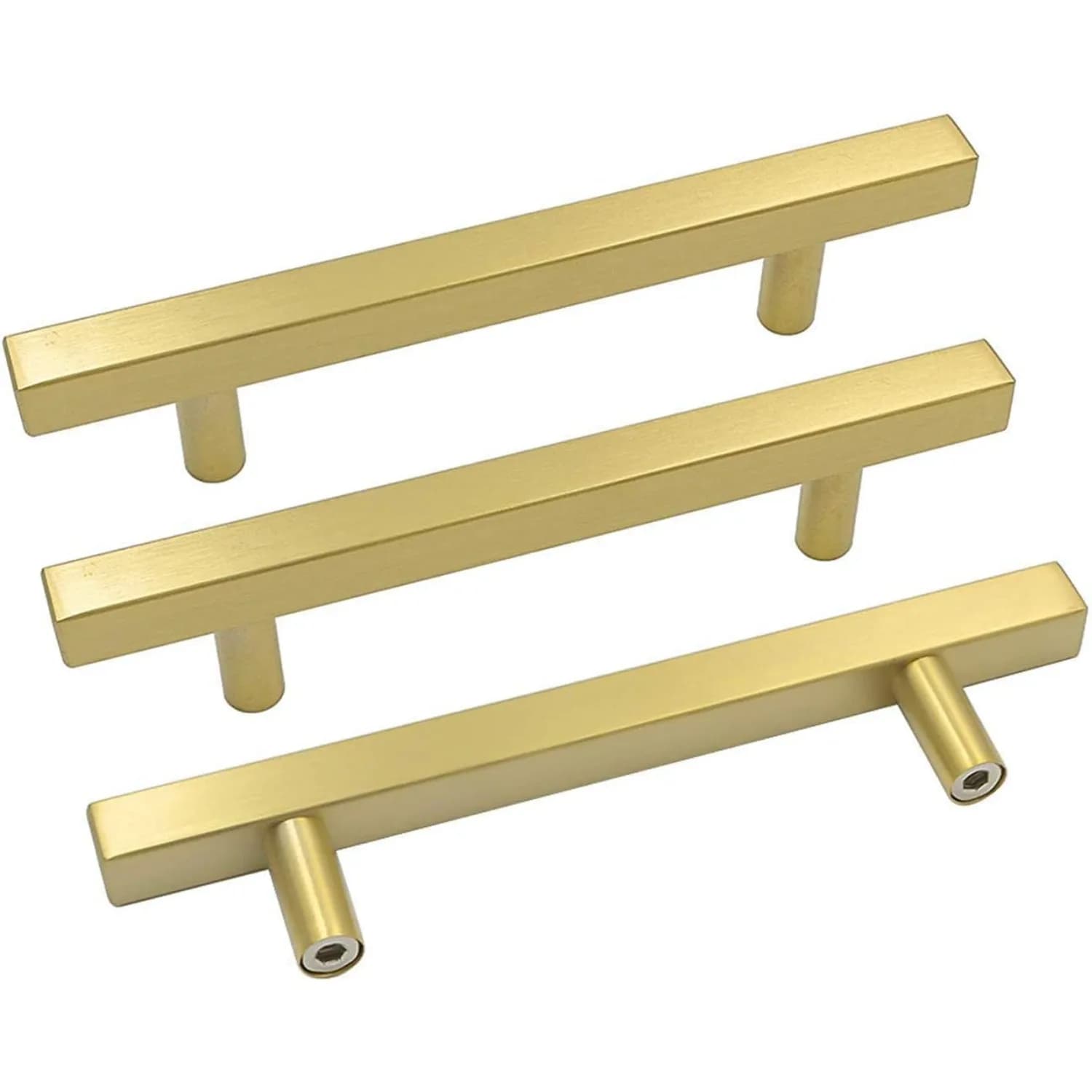 1 confezione di maniglie per armadietti color oro con viti, maniglie per armadietti in ottone spazzolato, maniglie a T per cassetti, per mobili da cucina e ferramenta per cassetti