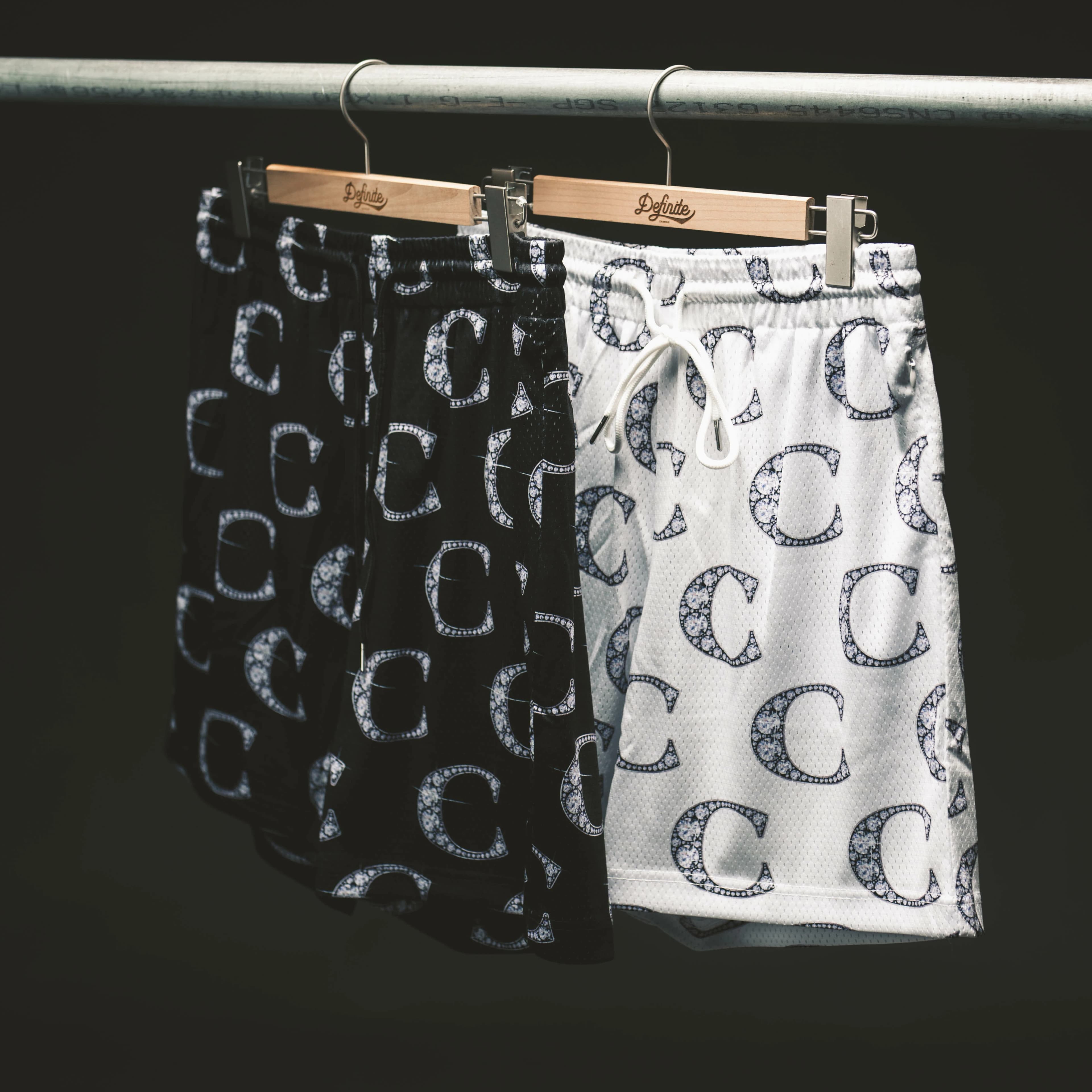 Men Mesh Basketball Shorts Loose Drawstring Diamond C Full Print Y2K Hip Hop Streetwear Breathable Summer Gym Beach Sweat Shorts