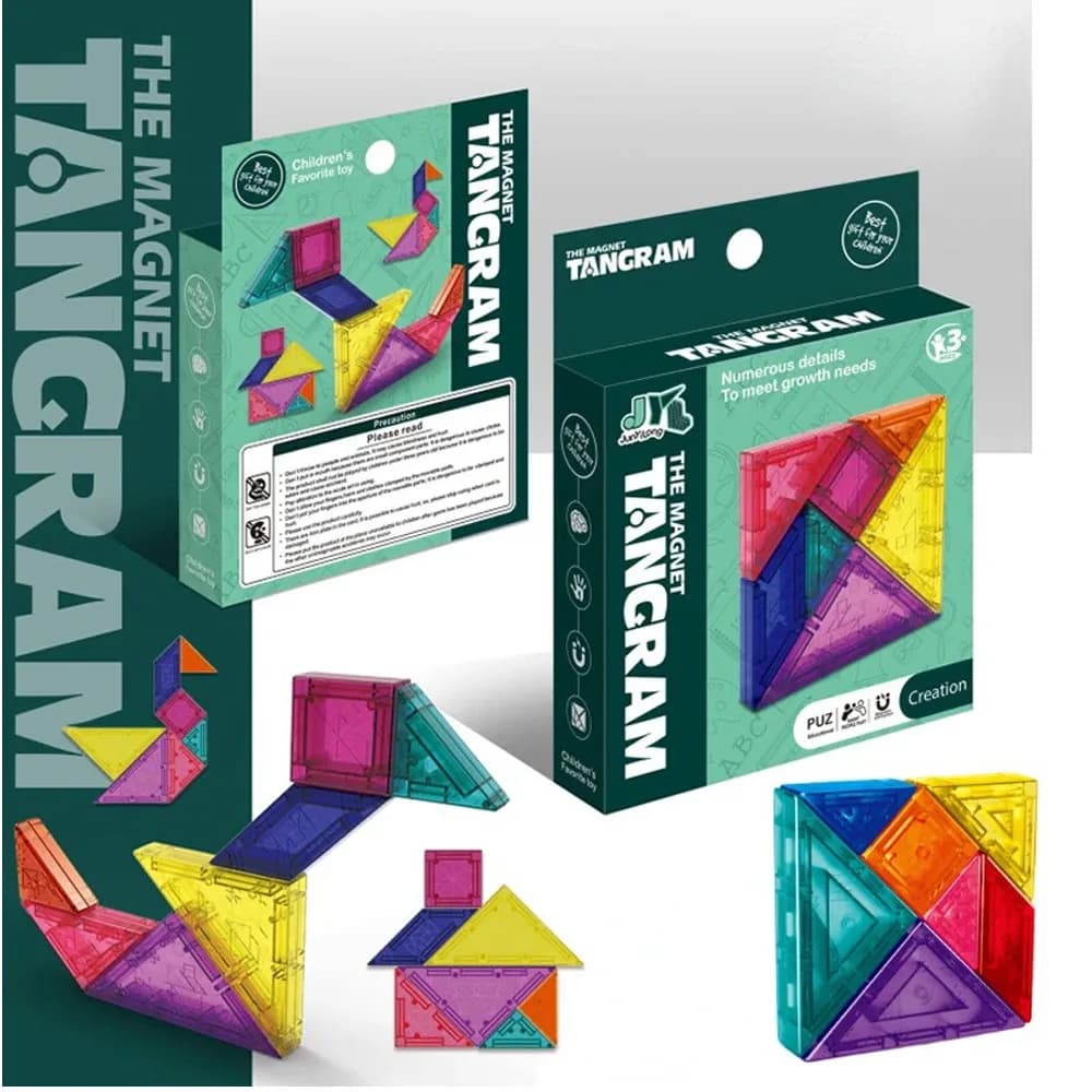 Magnetic Colorful 3D Tangram Jigsaw Toy Kid logic Thinking Training giochi da tavolo da disegno giocattoli educativi Montessori per bambini