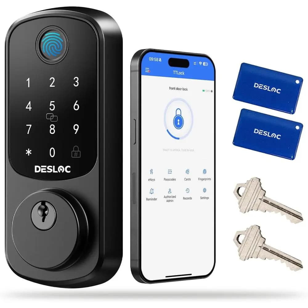 Serratura intelligente B200, serratura con catenaccio intelligente, serratura per porta KeylEntry, impronta digitale, porta s o ront, controllo app, catenaccio con tastiera touchsn