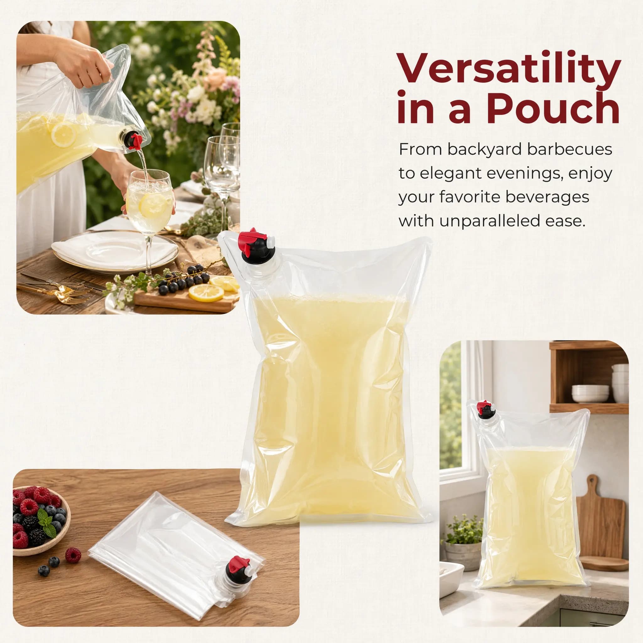 10pcs Red Wine Portable Packaging Bag Reusable Refillable Beverage Container Large Capacity Drink Pouch For Picnic Party Travel
