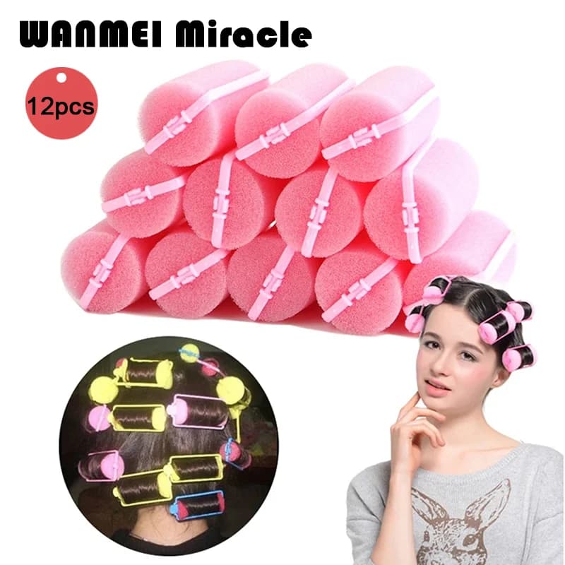 12 pcs/Lot Sponge Foam Soft Hair Rollers For Home FAI DA TE Styling Bigodini Roller Bearing Travel Salon Styling Tools For Hairdressers