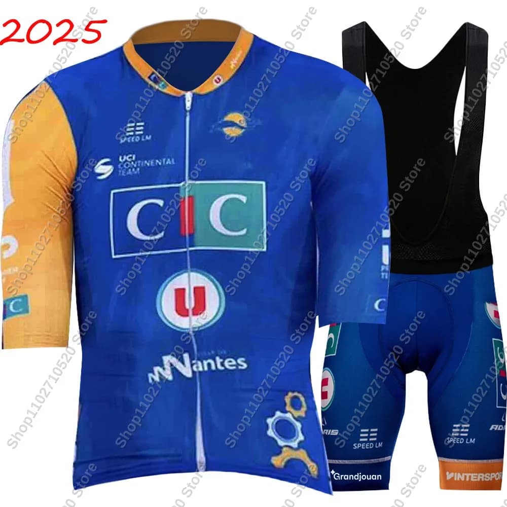 2025 CIC U Nantes Atlantique Cycling Jersey Set Man Cycling Clothing Road Bike Shirts Cycling pants MTB Ropa Maillot