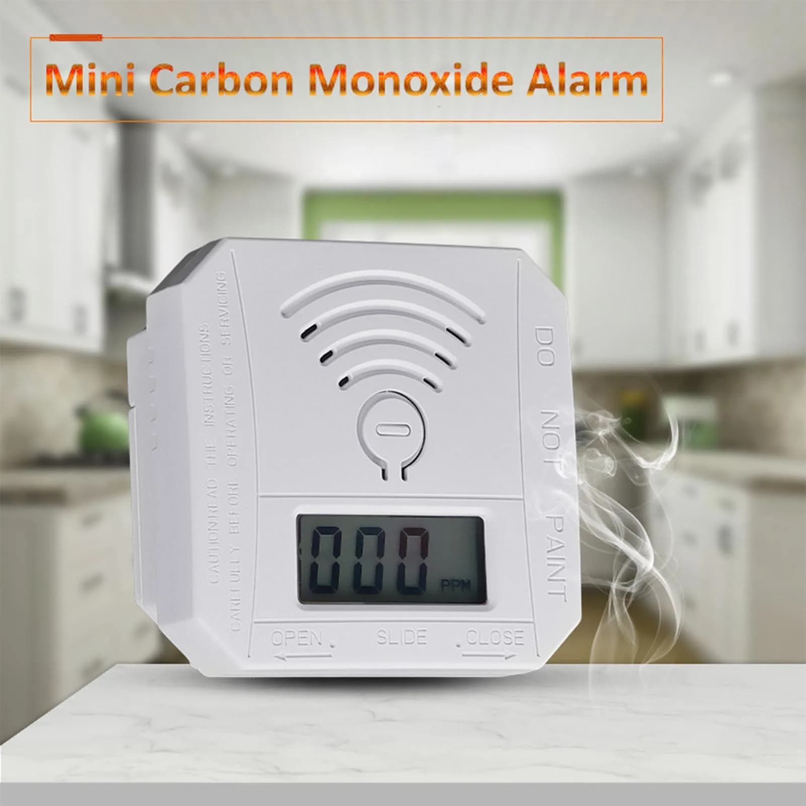 Rilevatore di monossido di carbonio autonomo con display LED digitale, mini sensore CO alimentato a batteria con avviso sonoro per casa e cucina
