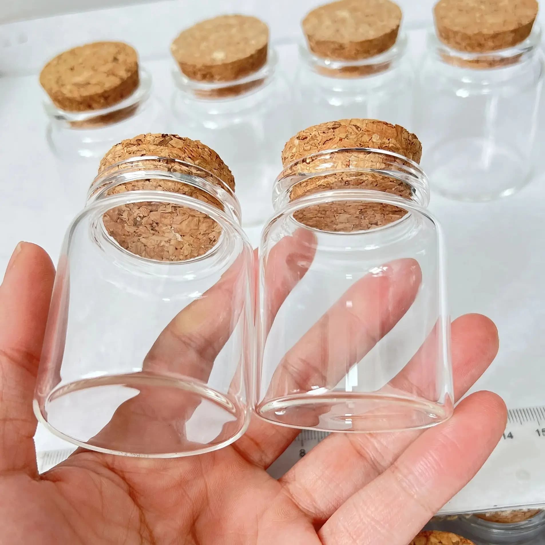 6 pezzi 60 ml piccolo barattolo di vetro 32 × 47 × 60 mm tappo per bottiglia di vetro vuota barattoli di stoccaggio piccanti contenitori per spezie fiale di caramelle
