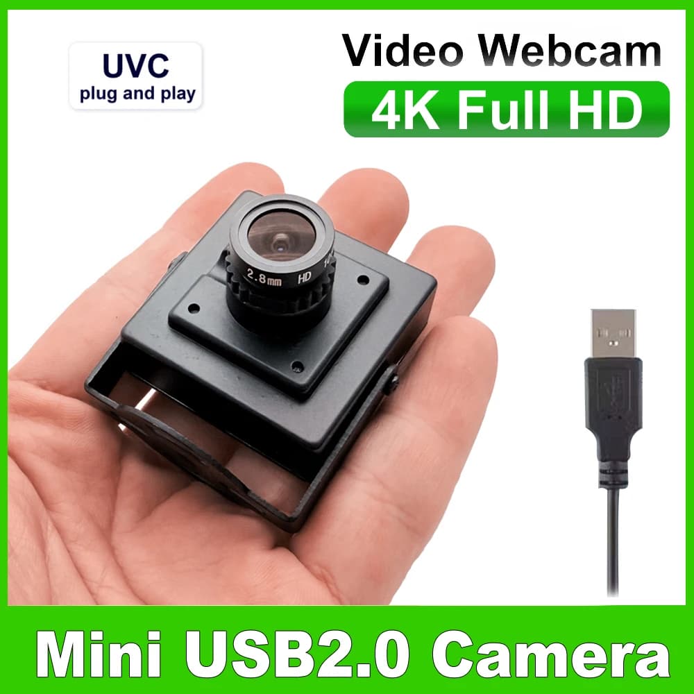 Webcam HD 4K Streaming 30fps 3840x2160 Mini USB 2K 4MP Camera with lens 2.8mm 1.8mm OTG UVC Plug And Play for Tiktok/Conference