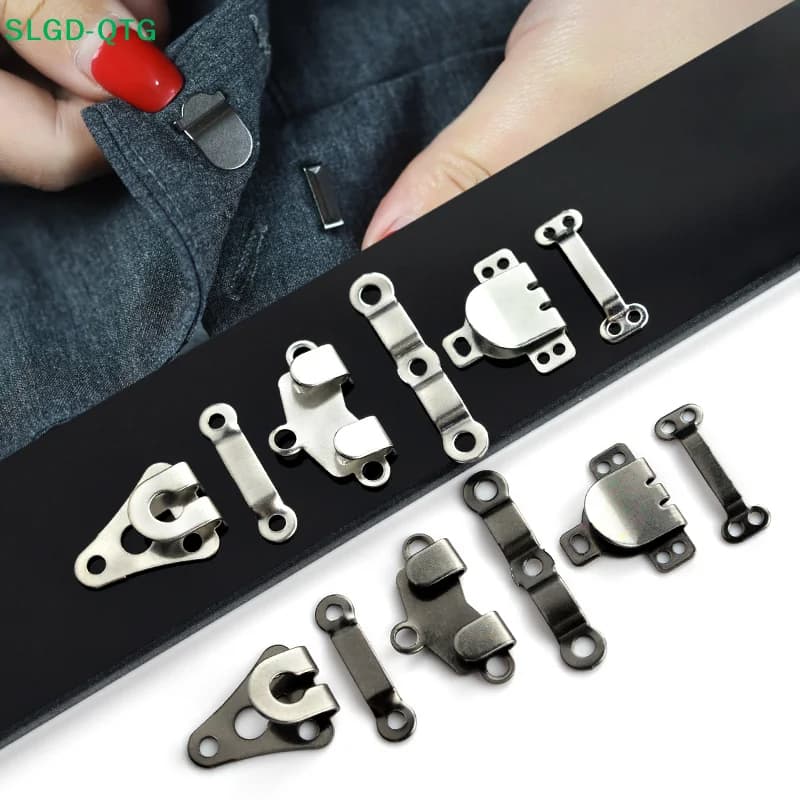 Set da 10 Ganci in Metallo per Pantaloni e Gonne, Bottoni Invisibili, Fibbie di Regolazione Fai-da-Te, Accessori per Cucito