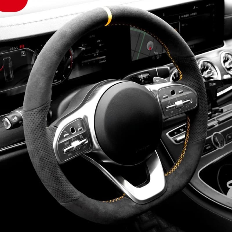 Volante dell'auto Treccia Copertura Cucito A Mano Pelle Scamosciata Per Mercedes Benz W177 V177 W247 W205 C118 C257 W213 EQA H243 2018-2021