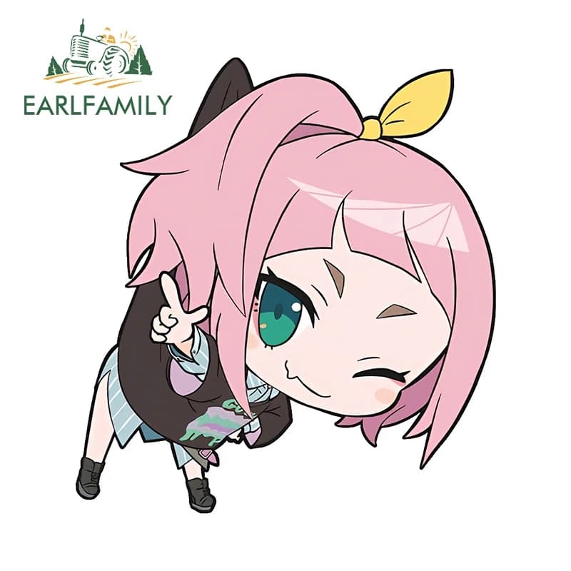 EARLFAMILY 13cm x 12cm Anime Girl meduse Car Stickers Chibi Anime Swim Pink Hair Cute decalcomanie protezione solare Window Chibi Decor