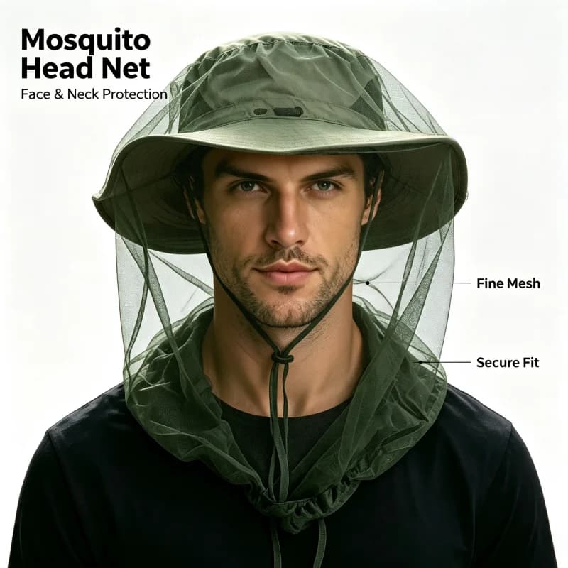 Anti Mosquito Mesh Cap for Outdoor Work, Beekeeping Helmet Fishing Garden Hat, Bug Bite Protection Breathable Head Net for Men