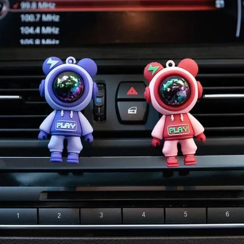 Clip per Aromaterapia Auto, Accessori per Interni Auto, Gadget, Clip Profumatore per Bocchetta dell'Aria Condizionata Auto, Astronauta Cartoon per Presa d'Aria