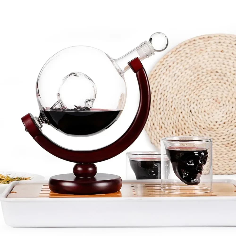 3 pezzi/set creativo vetro borosilicato artigianale bottiglia di vino teschio rosso-decanter per vino bianco-bottiglia di vino vodka con tazze