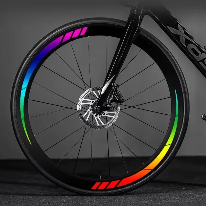 8 decalcomanie vibranti per cerchioni per bici - adesivi in PE impermeabili per bici da strada e mountain bike, personalizzazione fai-da-te