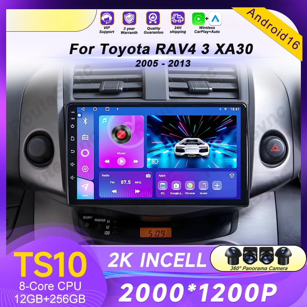 Android Carplay Auto Per Toyota RAV4 Rav 4 2005 - 2009 2010 2011 2012 2013 Autoradio Multimediale Lettore GPS Stereo WIFI 4G BT DSP