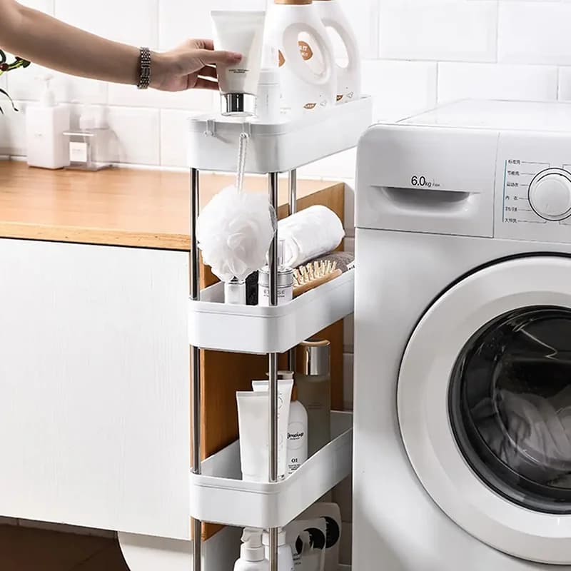 3/4 Tier Movable Gap Storage Rack Rolling Utility Cart Storage Shelf Kitchen Bathroom Slim Slide Organizer Shelf Livingroom