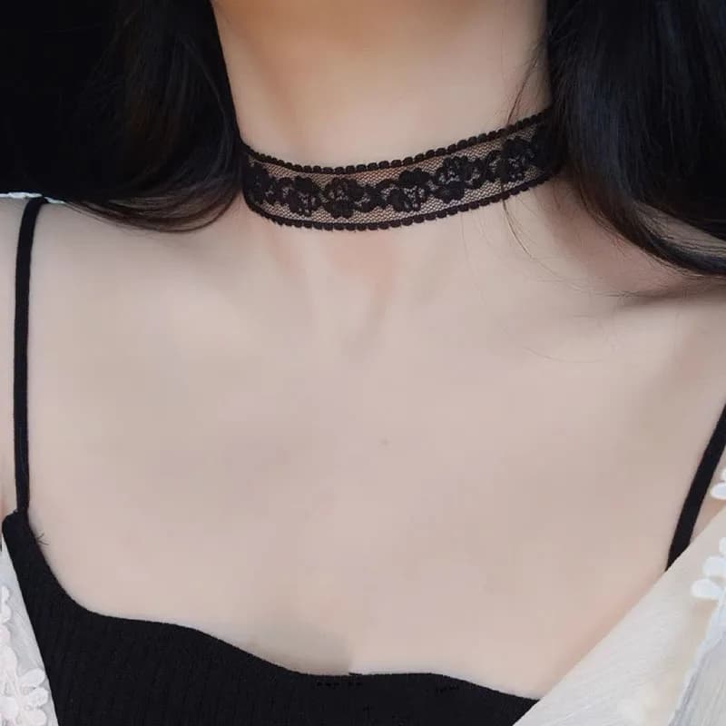 Nuova Collana Sexy in Pizzo Nero con Fiori per Donne, Choker Gotico Corto Stile Harajuku, Accessorio per il Collo Femminile da Festa
