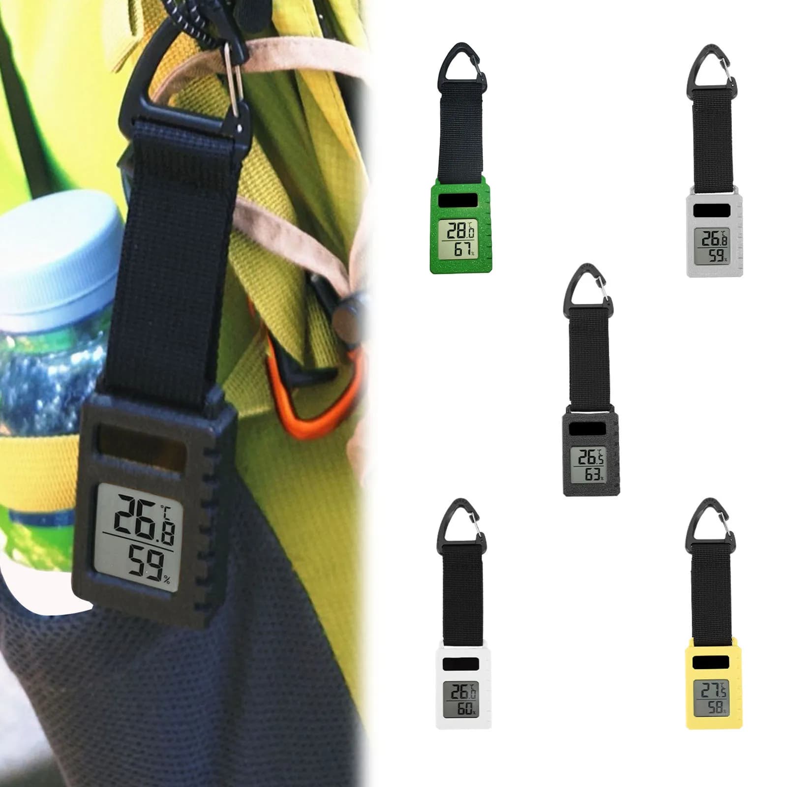 Backpacking Hiking Travel Thermometer Temperature Humidity Meter Sensor Gauge Travel Mountaineering Vehicle Pendant Keychain