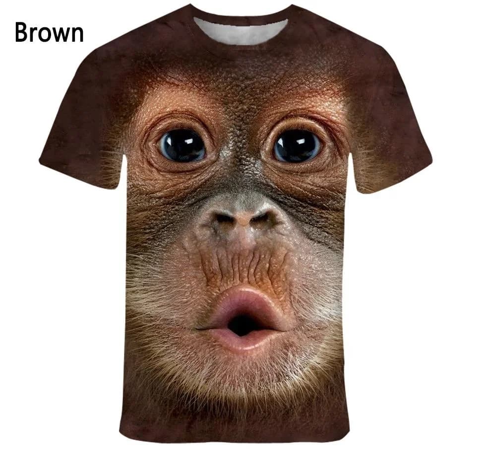 Divertente Maglietta con Grafica Scimmia che si Bacia, T-Shirt 3D con Stampa di Gorilla e Orangutan, Abbigliamento Unisex a Maniche Corte