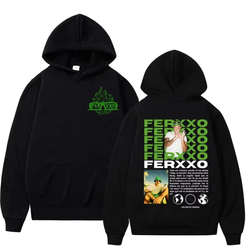 Rapper Feid Ferxxo World Tour 2026 Album Hoodies Men's Clothing Hip Hop Vintage Sweatshirts High Quality Casual Hoodie Pullovers