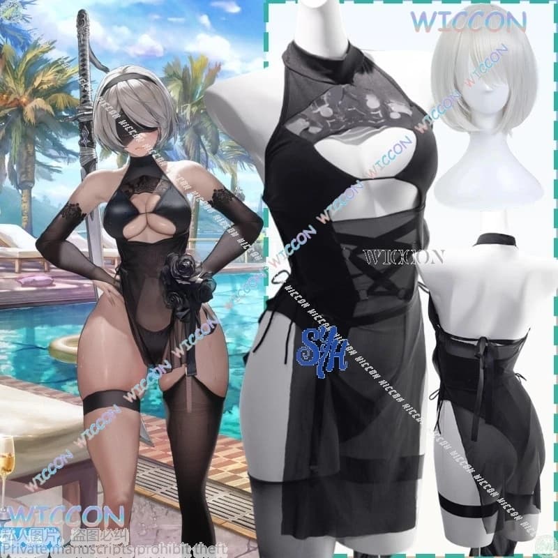 Mag/Anime Nikke DEA DELLA VITTORIA Cosplay B Costume Sexy Estate Biancheria Prospettiva Nuoto Tuta Bikini Parrucche Halloween C