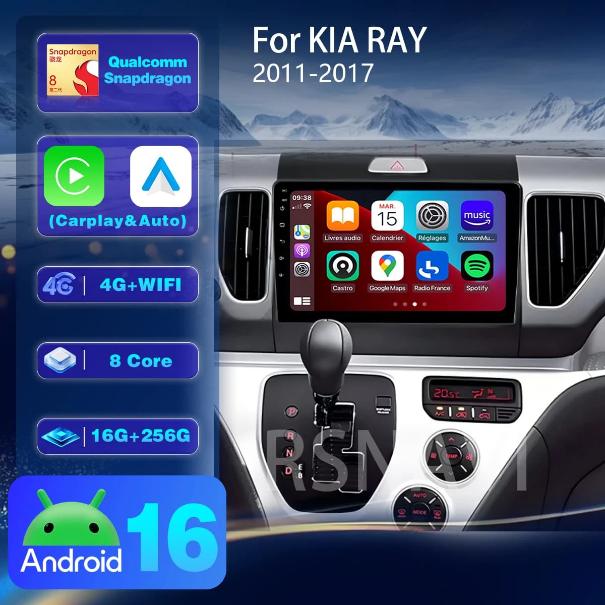 Android 16 Carplay Auto Car Radio Multimedia Player For KIA RAY 2011-2017 DSP Autoradio Stereo 360 Camera Plug and Play BT video