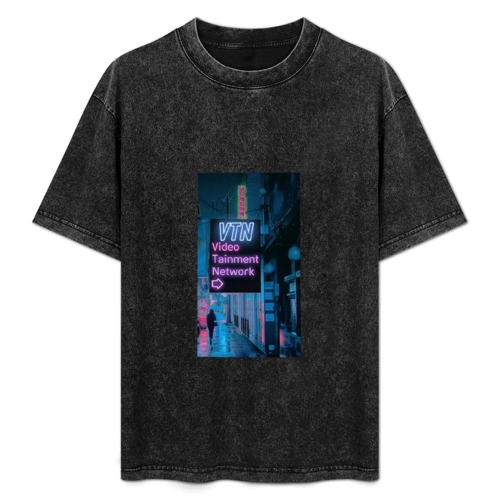 T-shirt con scritta al neon, t-shirt minimalista con scollo rotondo