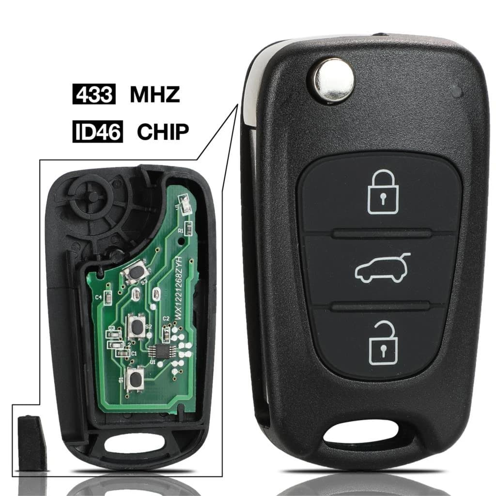 Jingyuqin 433.91MHz Chip ID46 chiave auto remota per Kia Sportage K2 K3 K5 Soul 3 pulsanti Flip pieghevole portachiavi