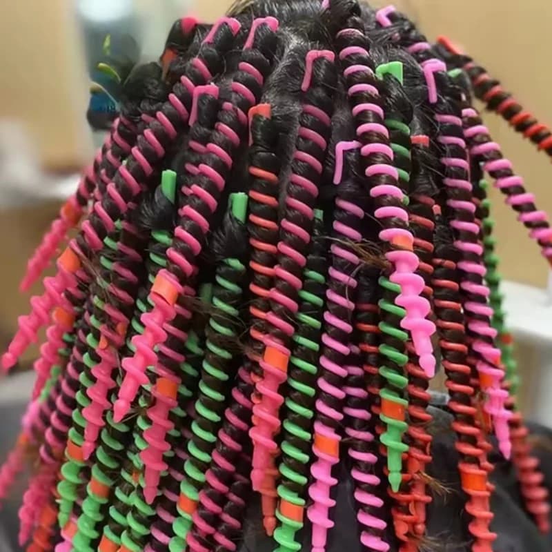 Bigodino a spirale in plastica senza calore per capelli ricci, rullo per permanente a freddo, strumento per lo styling dei capelli da barbiere.