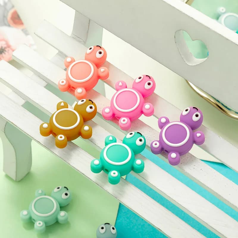 TYRY.HU 5 Pz FAI DA TE Dentizione Allattamento Del Fumetto Mini Tartaruga perline di silicone BPA Libero Food Grade Silicone Massaggiagengive Collana Accesso