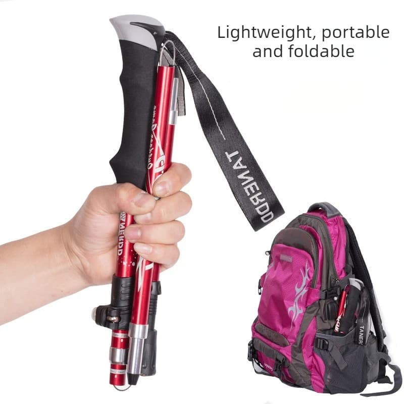 Aluminum Foldable Trekking Pole Ultralight Portable Adjustable Outdoor Walking Stick Hiking Climbing Cane Treking Accesorios