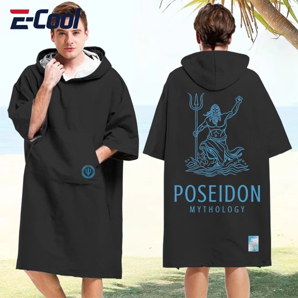 Poncho Towel Changing Bathrobe Poncho Towel With Cap Fast Towel Beach Bathrobe Swimming Towel Adult