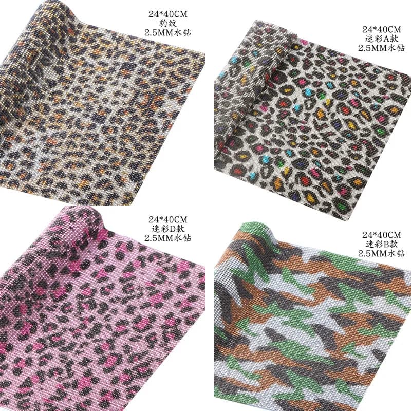 hotfix leopardo bling strass applique foglio adesivo lussuosa custodia per telefono autoadesivo scrapbooking adesivo decorazione scarpe