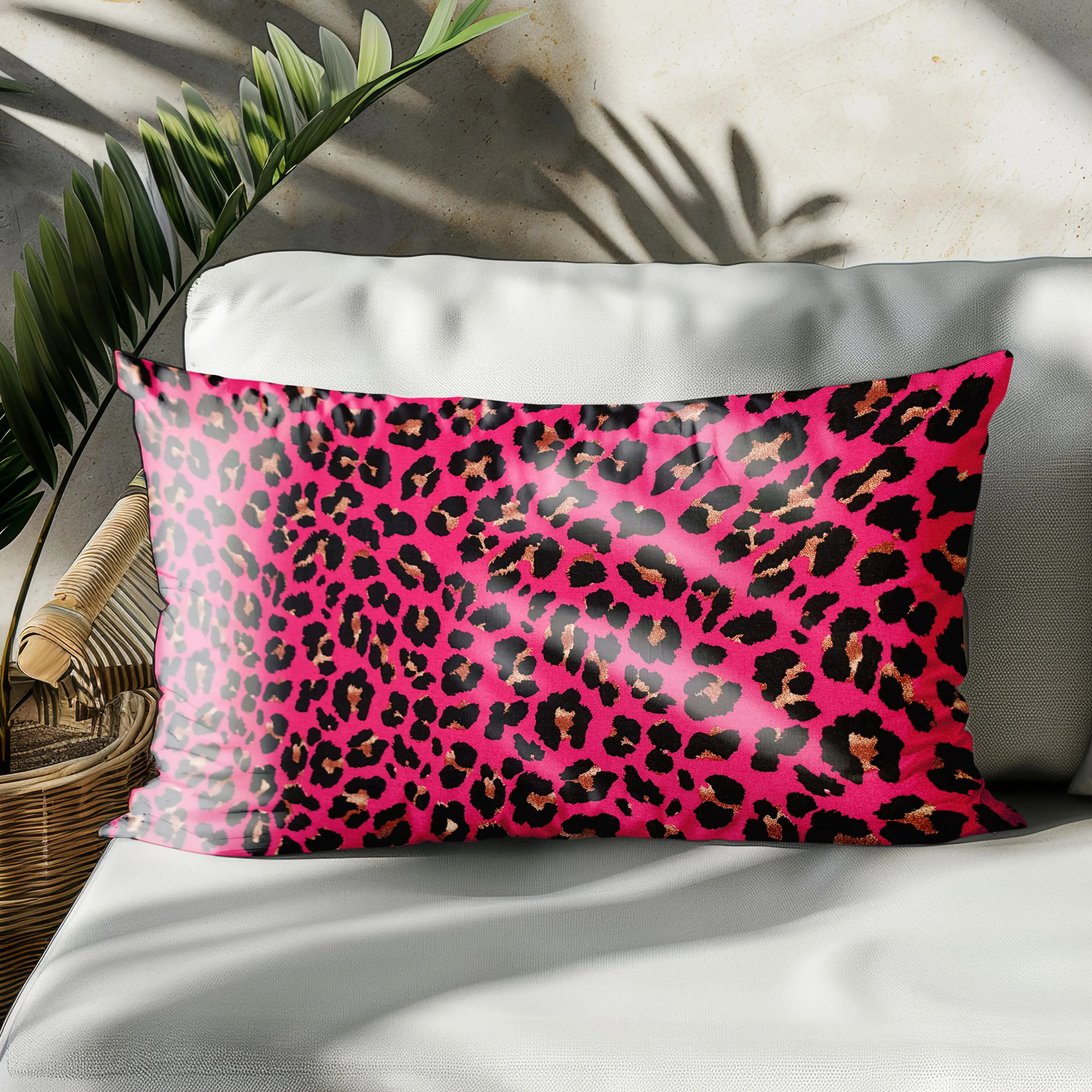 1 fodera per cuscino lombare con stampa leopardata rosa caldo, adatta per divano, camera da letto, soggiorno, regalo ideale per gli amanti della stampa leopardata