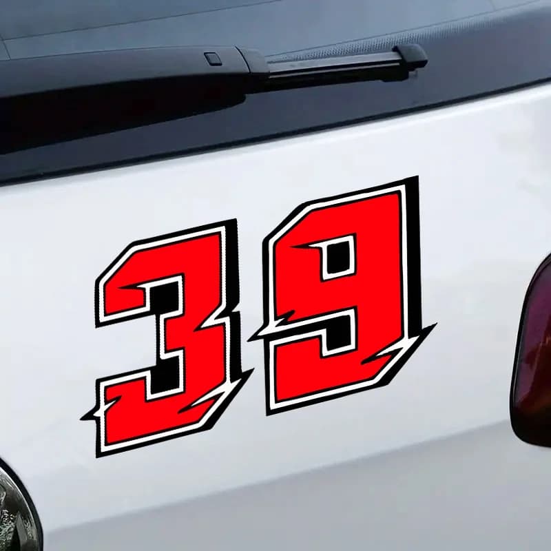 Motorcycle Number Sticker 1PC Red Digits 0-9 Waterproof Vinyl Decal Tank Helmet Fender Fairing Scooter Bike Decor