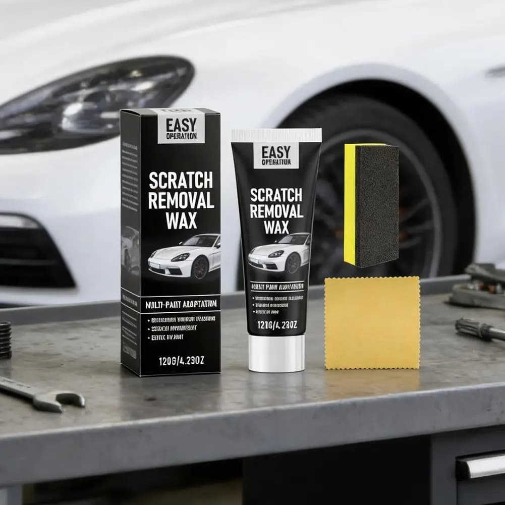 Cera per la rimozione dei graffi auto da 120g, pasta lucidante per la riparazione dei graffi sulla vernice, accessori per la cura e la manutenzione della superficie del veicolo con spugna