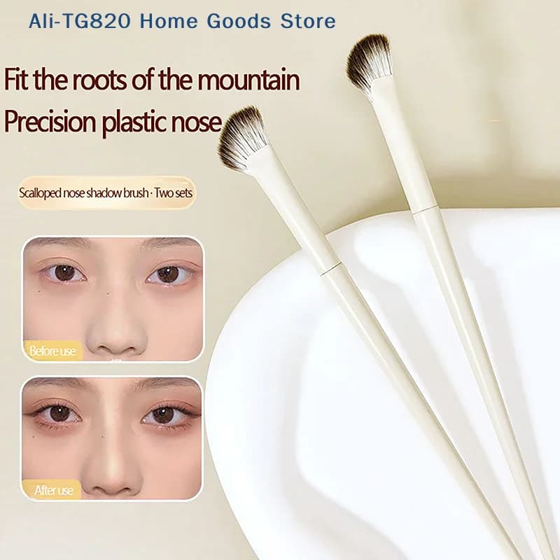 [TG820] 1 Pennello a Mezza Ventaglio per Ombretto Naso, Illuminante e Blush - Pennelli Trucco per Contorno Occhi e Naso, Strumenti di Bellezza Viso Donna