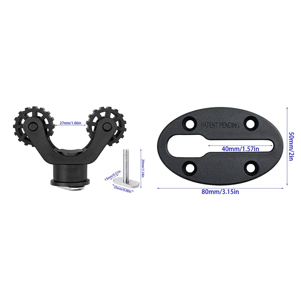 1 Set Supporto per pagaia per kayak e kit per pista per kayak Accessorio per supporto per pagaia sicuro per negozio di rilassamento della pesca Paddle in plastica + gomma