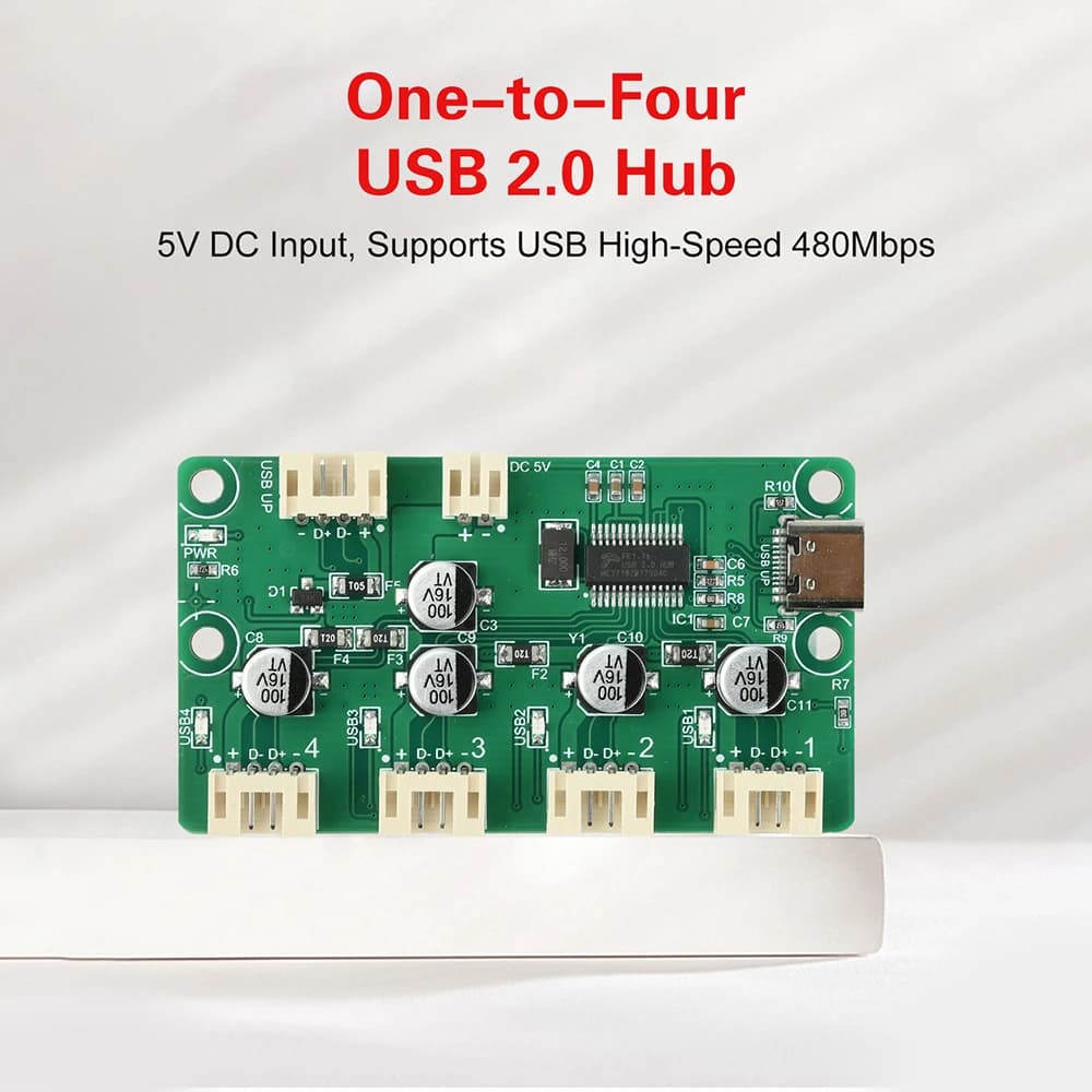 USB Hub 2.0 Splitter 1 to 4 USB Hub ports to 4 Electronic Expansion Doors PH2.0 XH2.54 for Keyboards, Mouse, USB drives, Printers, Webcam